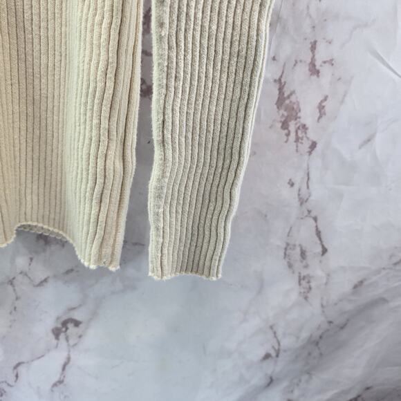 Everlane Sweater Womens Medium Cream Organic Cotton Ribbed Off White Roll Neck - Picture 4 of 10